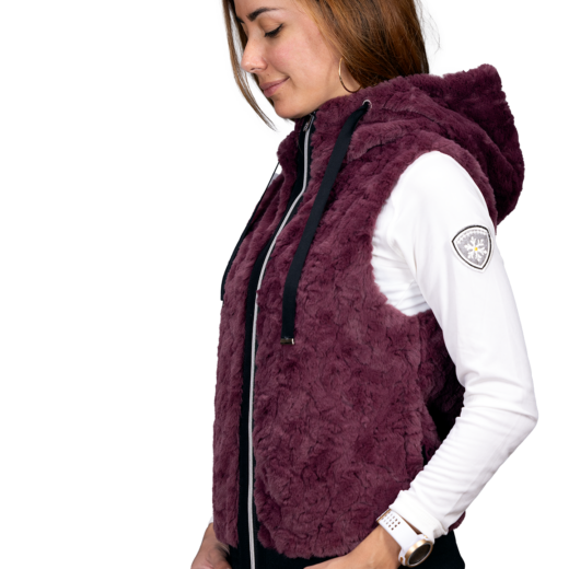 gilet fausse fourrure Claudia lie de vin angele-sportswear