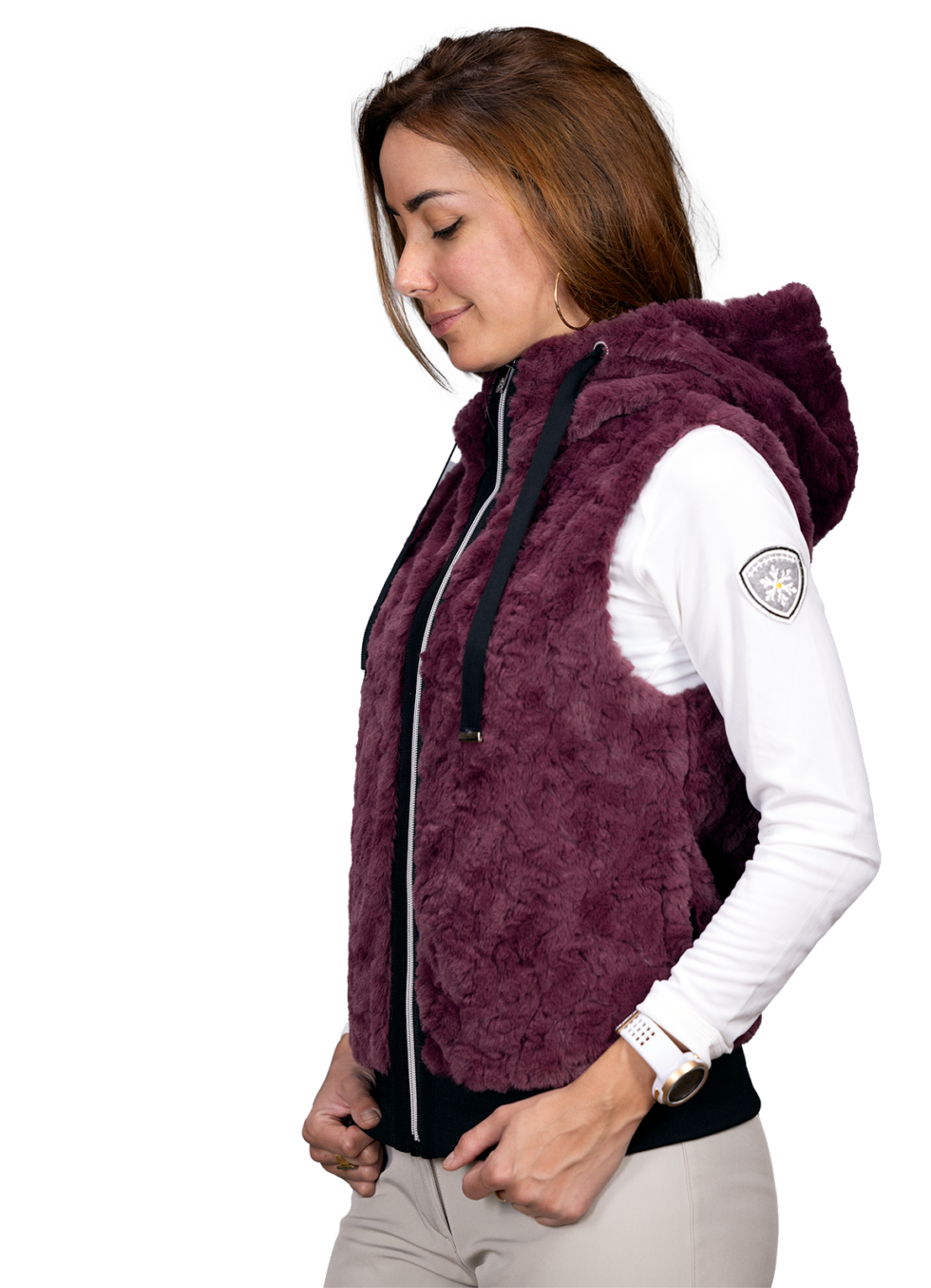 gilet fausse fourrure Claudia lie de vin angele-sportswear